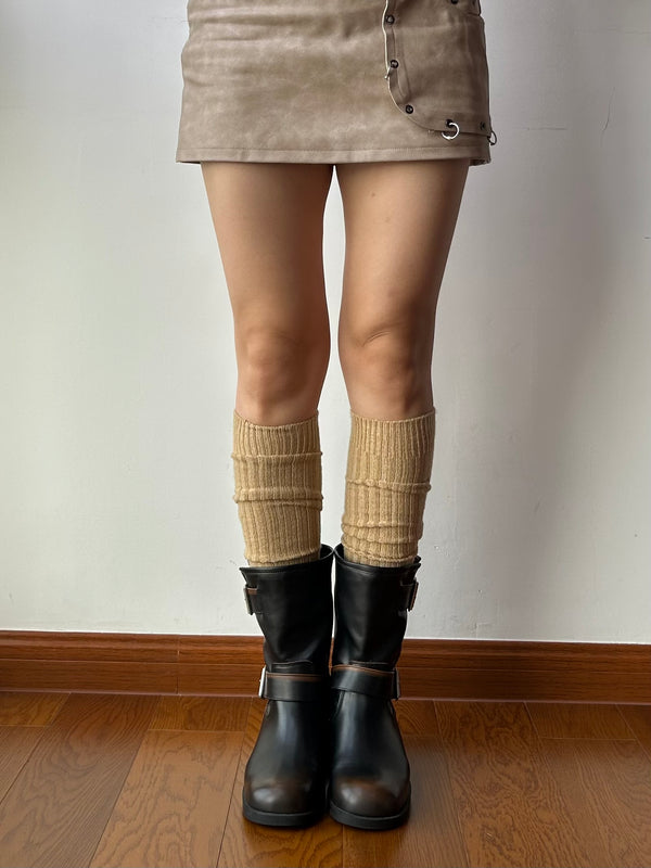 Khaki Wool Blend Over the Knee Socks