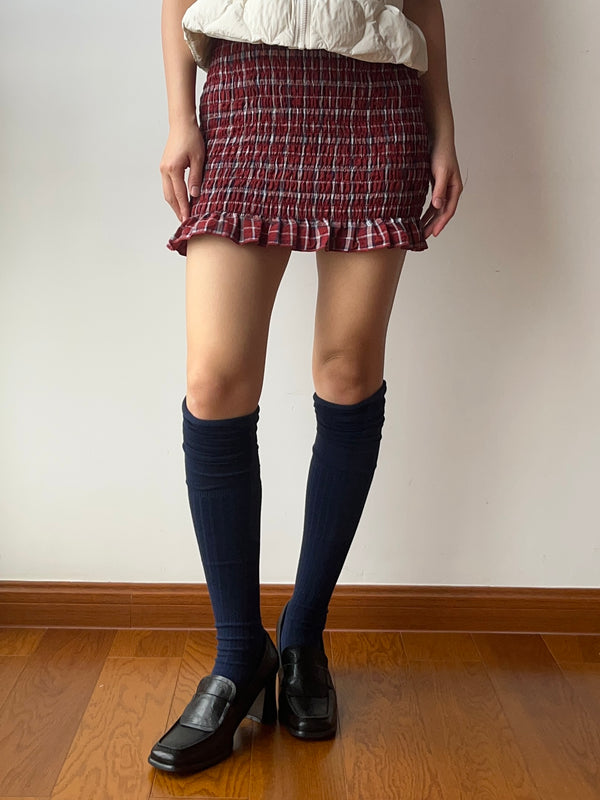 Navy Blue Cotton Over the Knee Socks