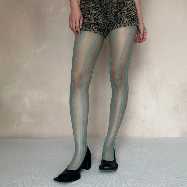 Green Stripe Sheer Tights