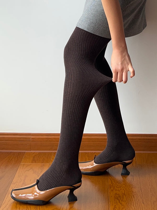 Coffee Wool Blend Tights