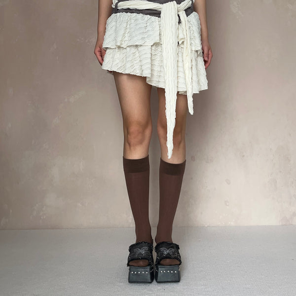 Brown Cotton Knee High Socks