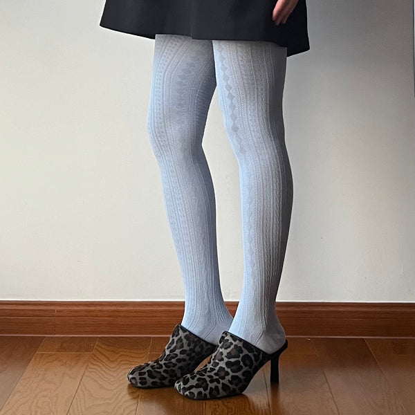 Baby Blue Textured Tights