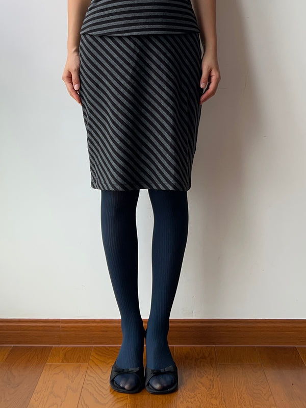 Navy Blue Ribbed Tights
