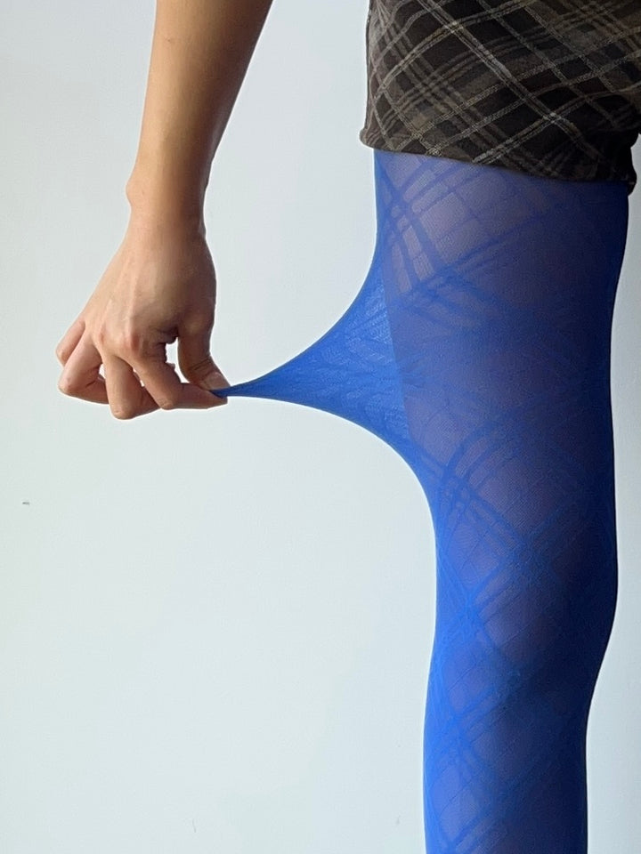 Victoria Blue Cross Check Pattern Sheer Tights – Moody MuMu