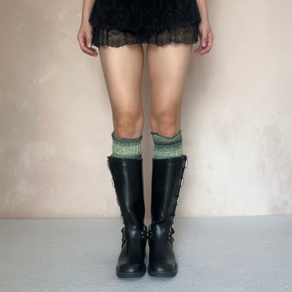 Green Stripe Knee High Socks