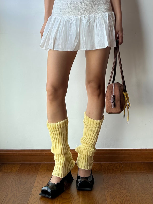 Creamy Yellow Knitted Leg Warmers