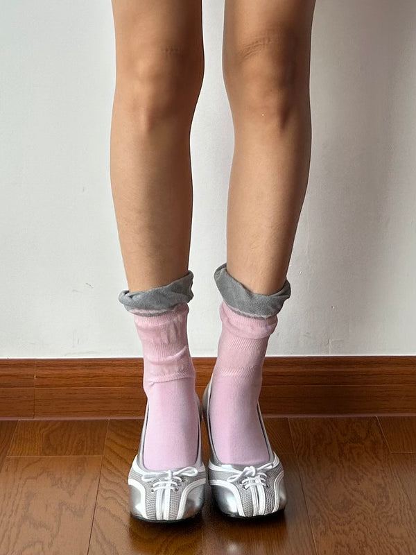 Pink Ruffle Cotton Crew Socks