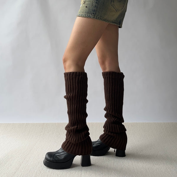 Brown Knitted Leg Warmers