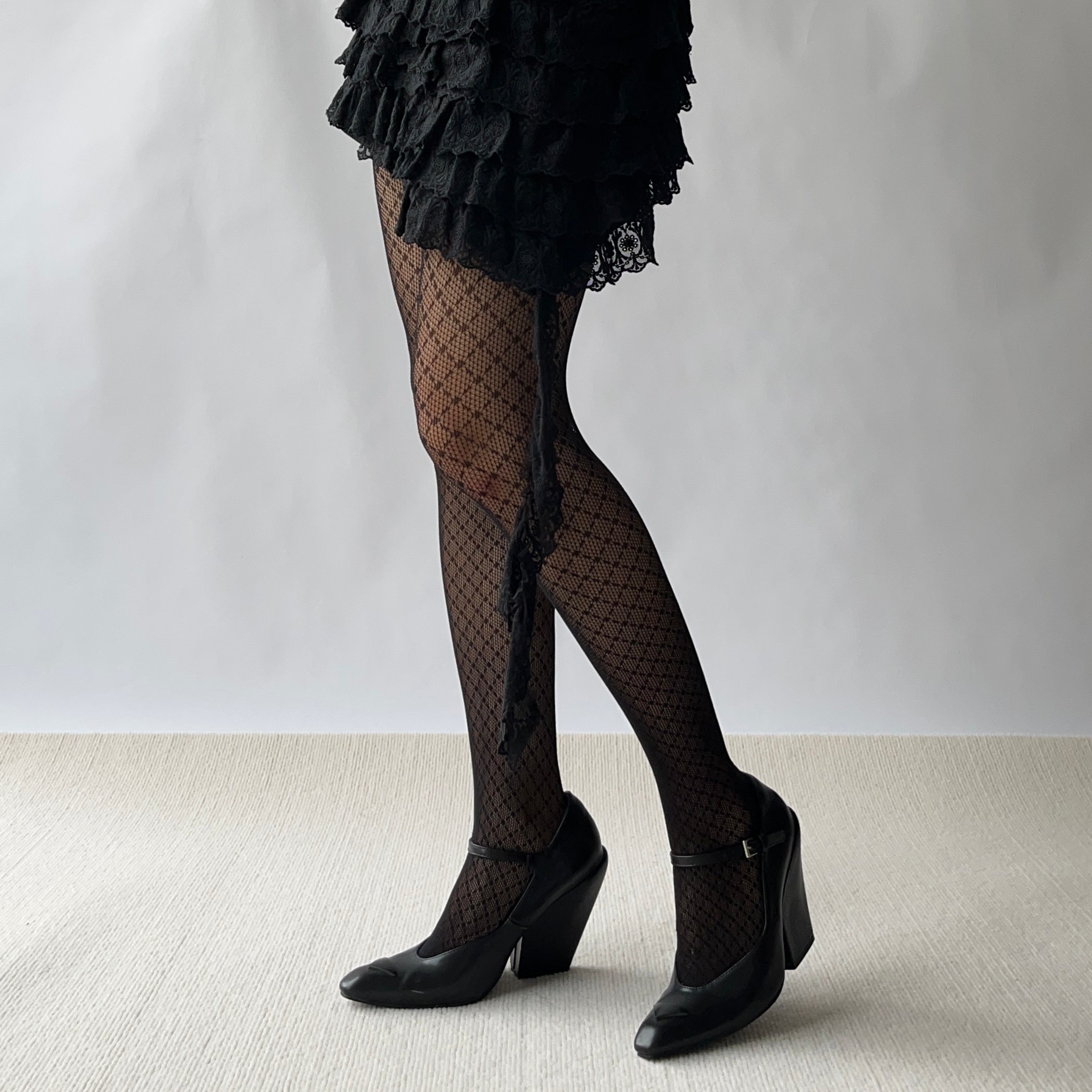 Black Check Pattern Fishnet Tights – Moody MuMu