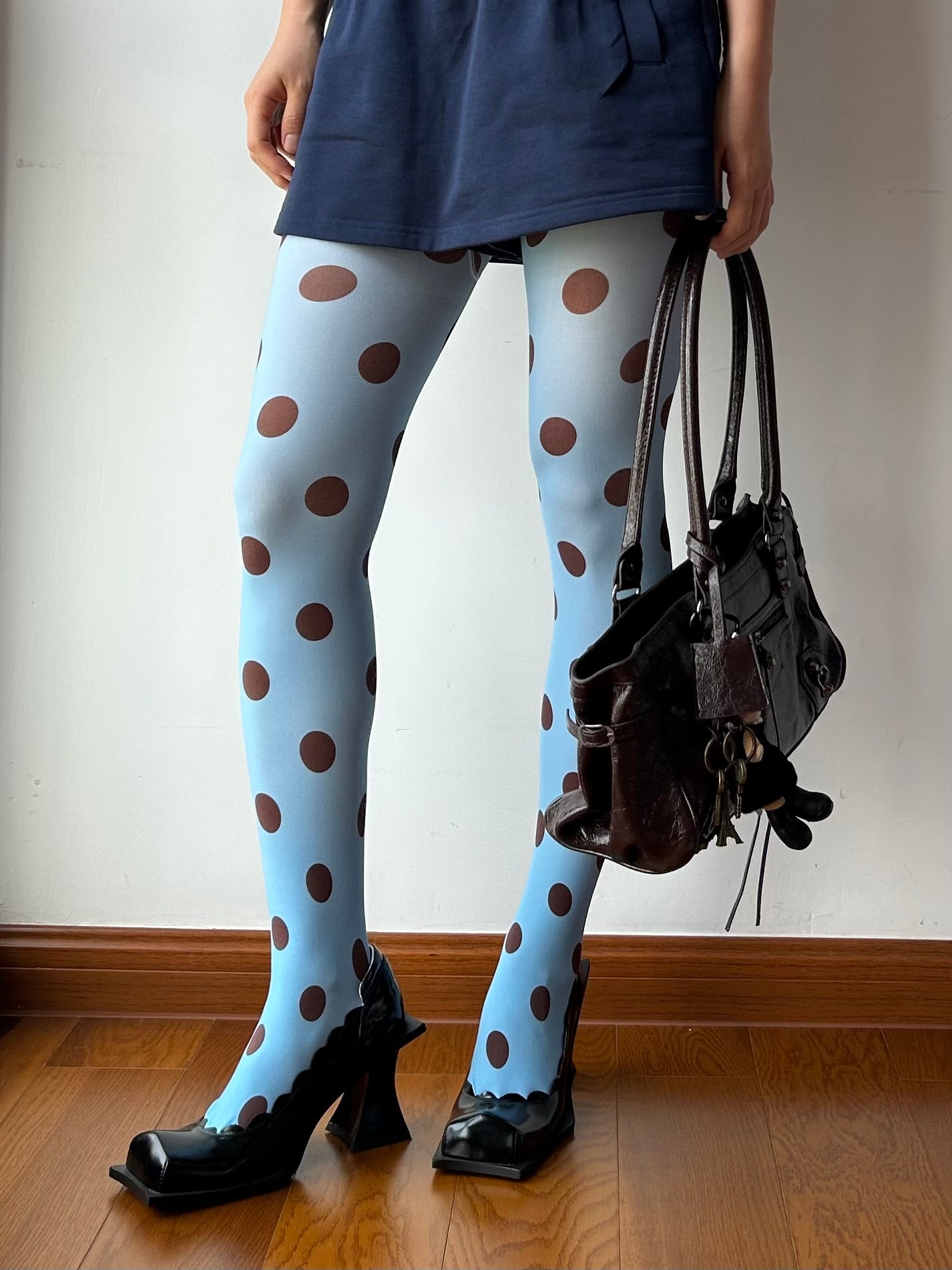 Dots 360 110D Blue Polka Dots 360 Degree Print Tights – Moody MuMu