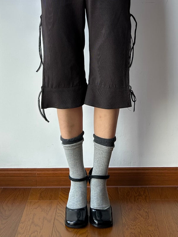Upgraded Grey Contrasting Cotton Crew Socks