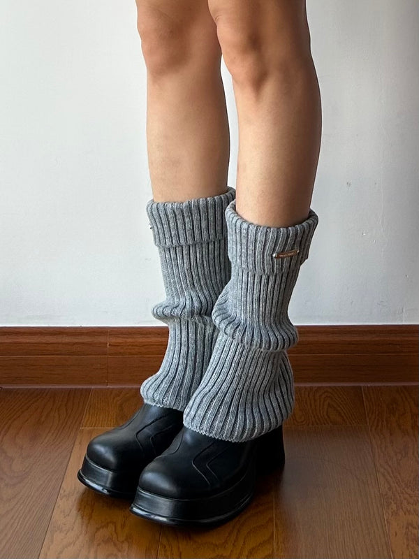 Grey Knitted Leg Warmers