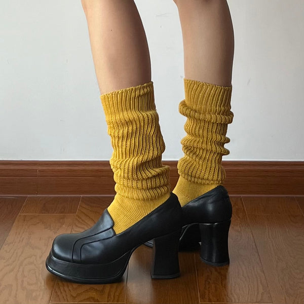 Yellow Slouchy Knee High Socks