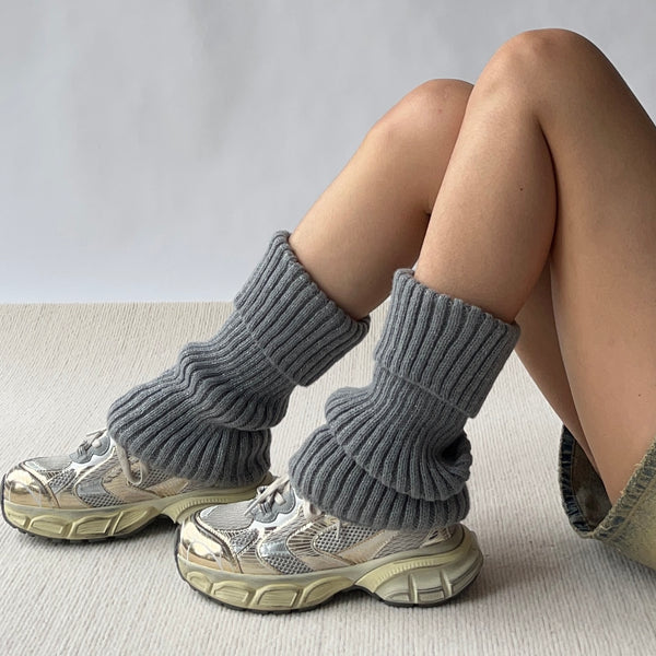 Grey Knitted Leg Warmers