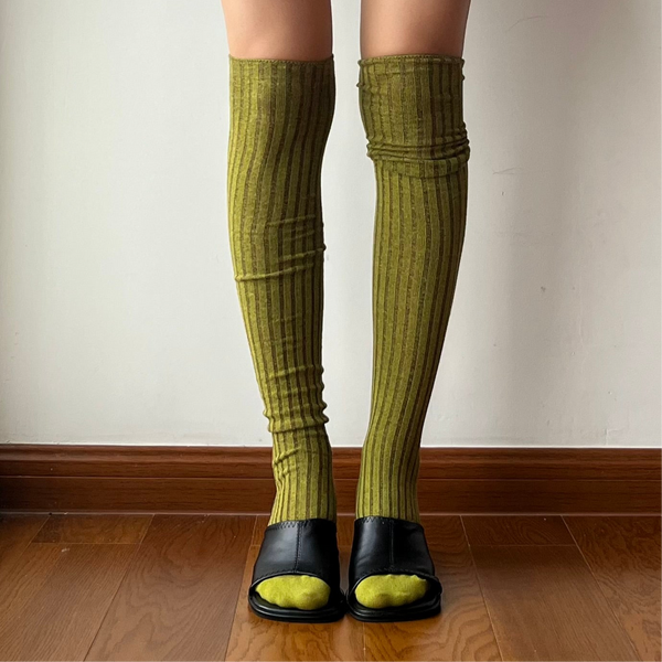 Yellow Green Over the Knee Socks