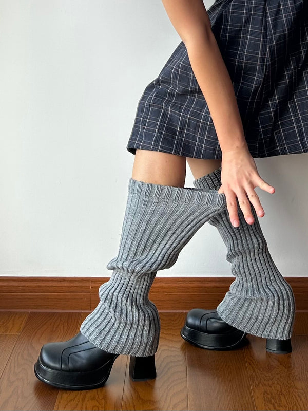 Grey Knitted Leg Warmers