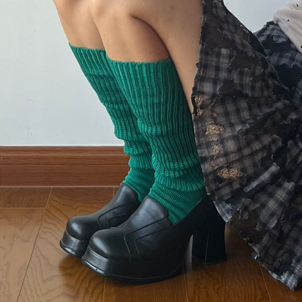 Green Slouchy Knee High Socks