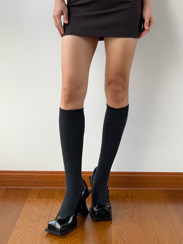 Smokey Gray Wool Blend Knee High Socks
