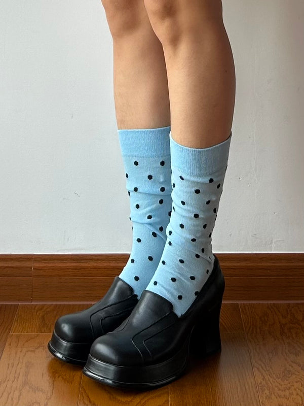 Blue Polka Dots Knee High Socks