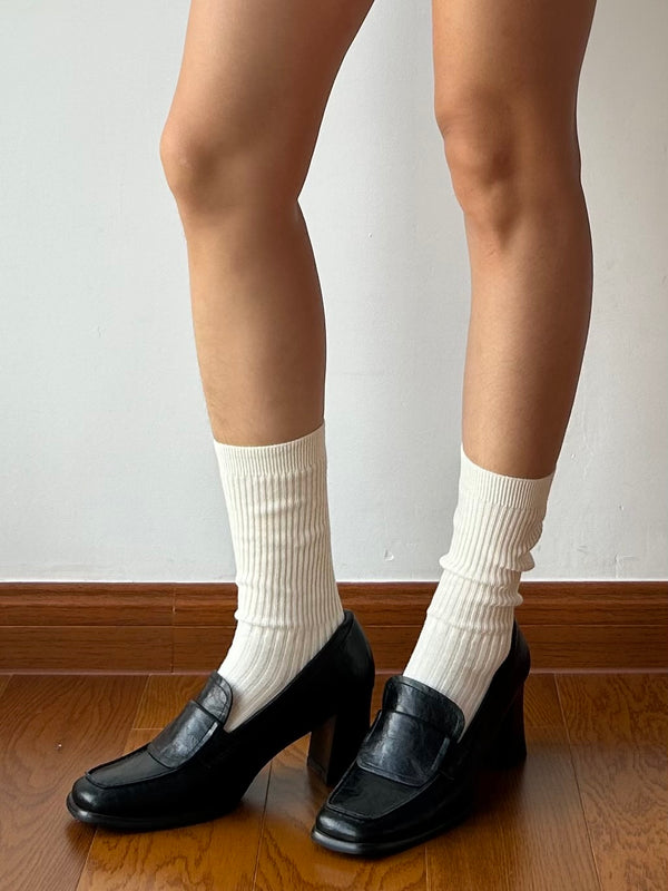 White Cotton Crew Socks