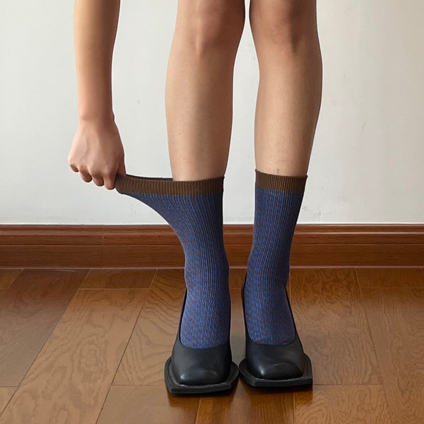 Klein Blue Combed Cotton Crew Socks