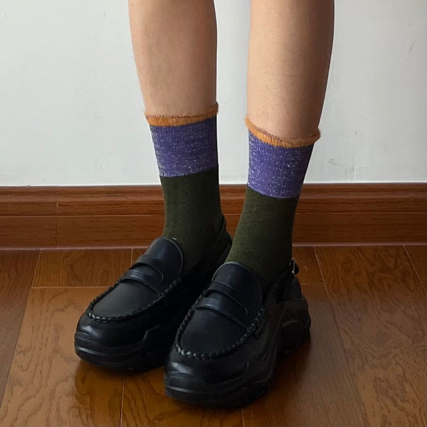 Contrasting Colour Crew Socks