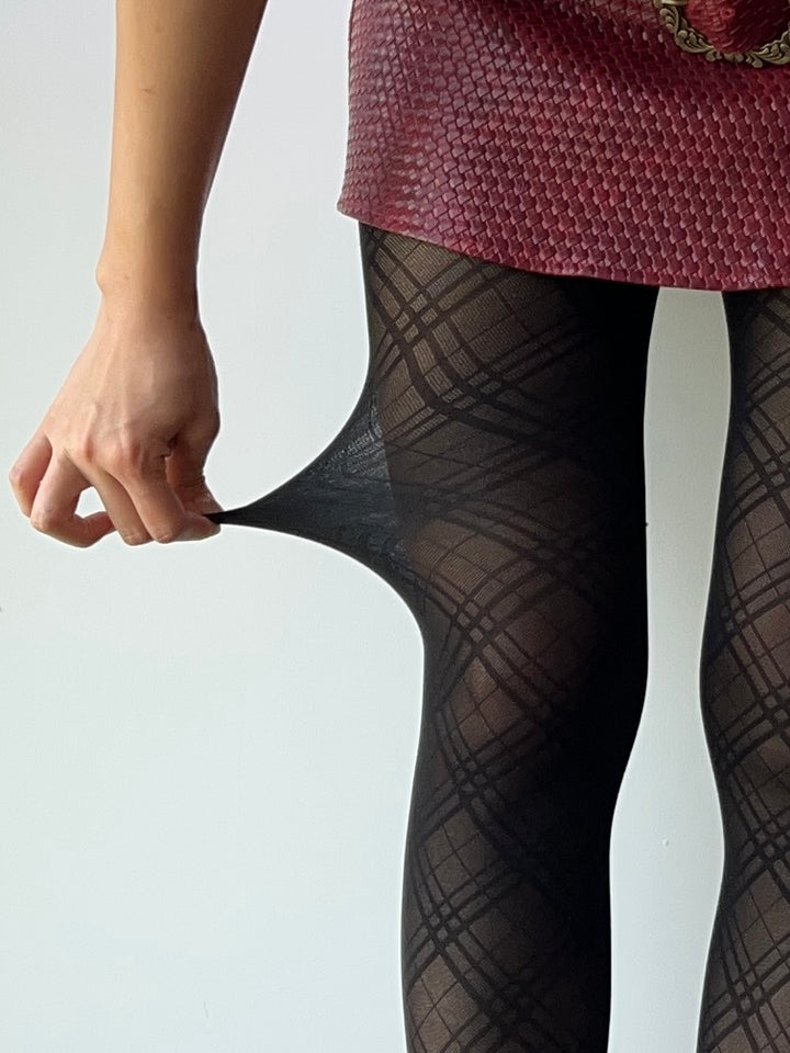 Black Cross Check Pattern Sheer Tights – Moody MuMu