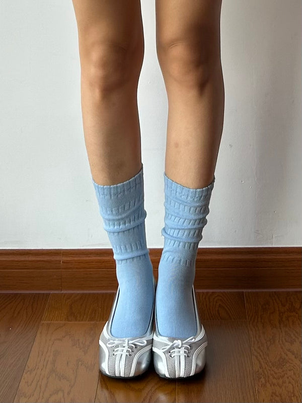 Baby Blue Slouch Cotton Crew Socks