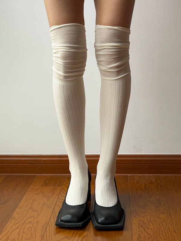 White Over the Knee Socks