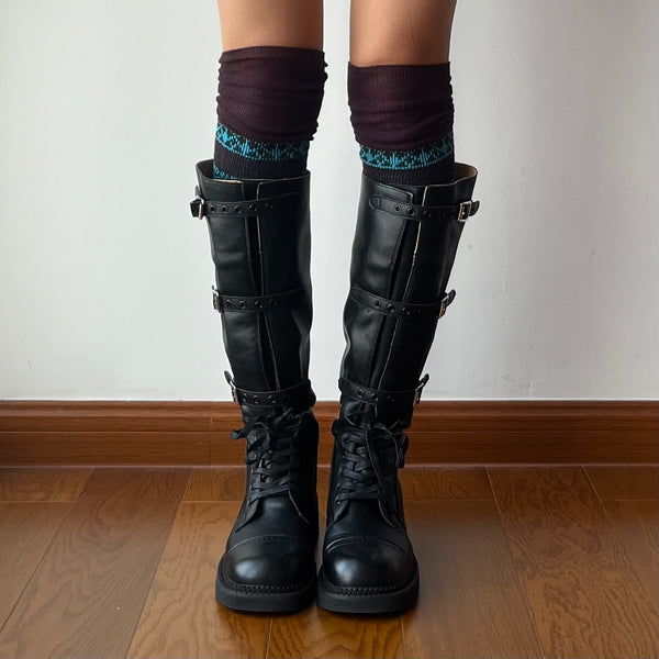 Black Adjustable Buckle Boots