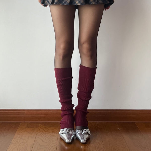 Burgundy Knitted Leg Warmers