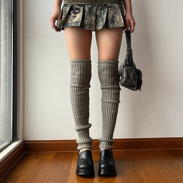 Grey Loose Knitted Leg Warmers