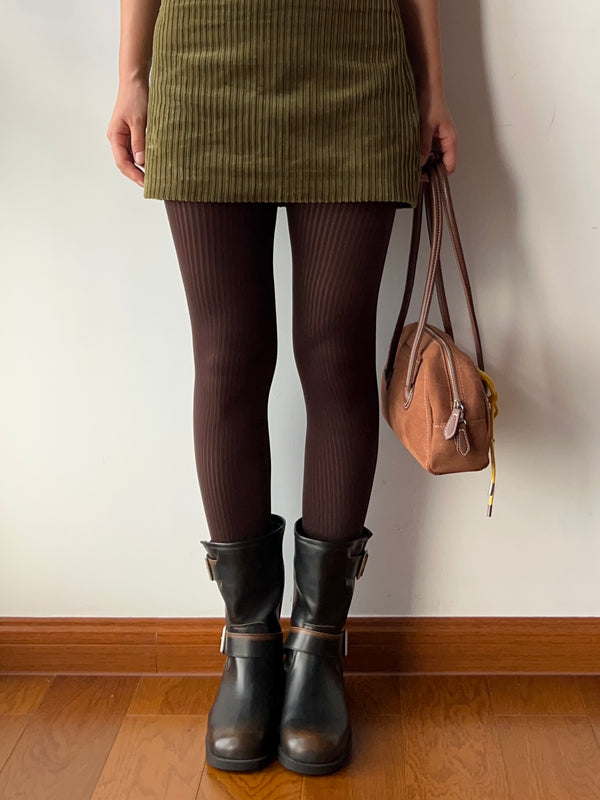 Coffee Ribbed Tights