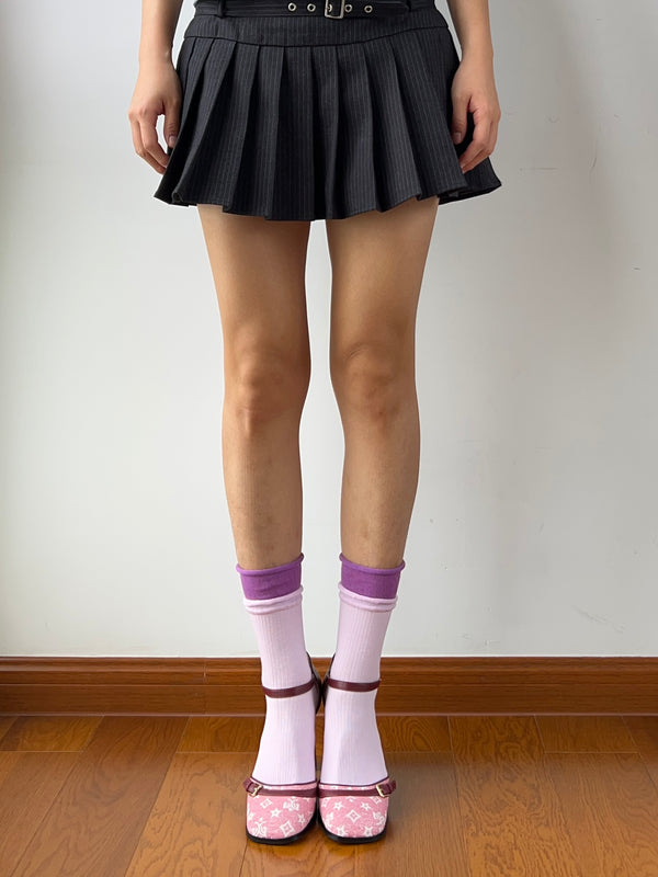 Upgraded Purple Contrasting Cotton Crew Socks