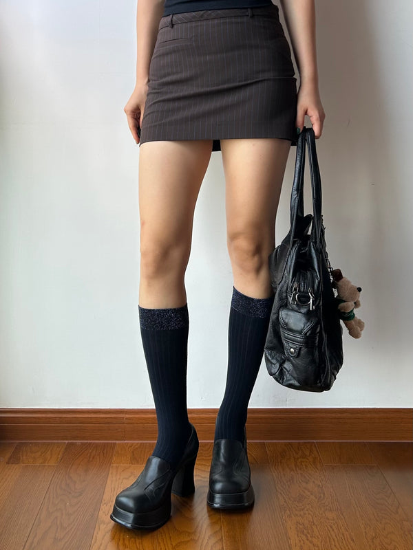 Navy Blue Cotton Knee High Socks