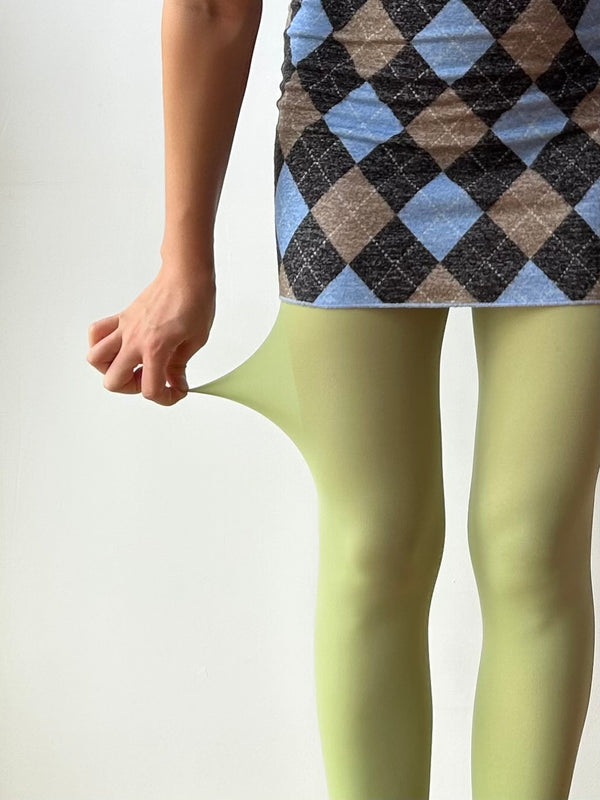 Avocado Green Velvet Tights