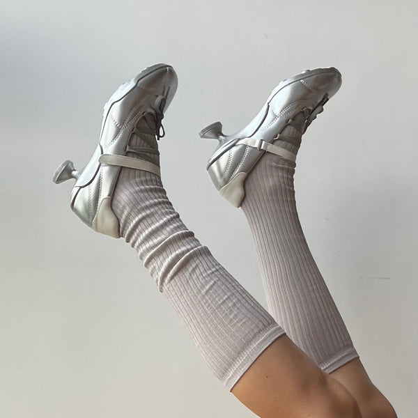 Silver Grey Knee High Socks