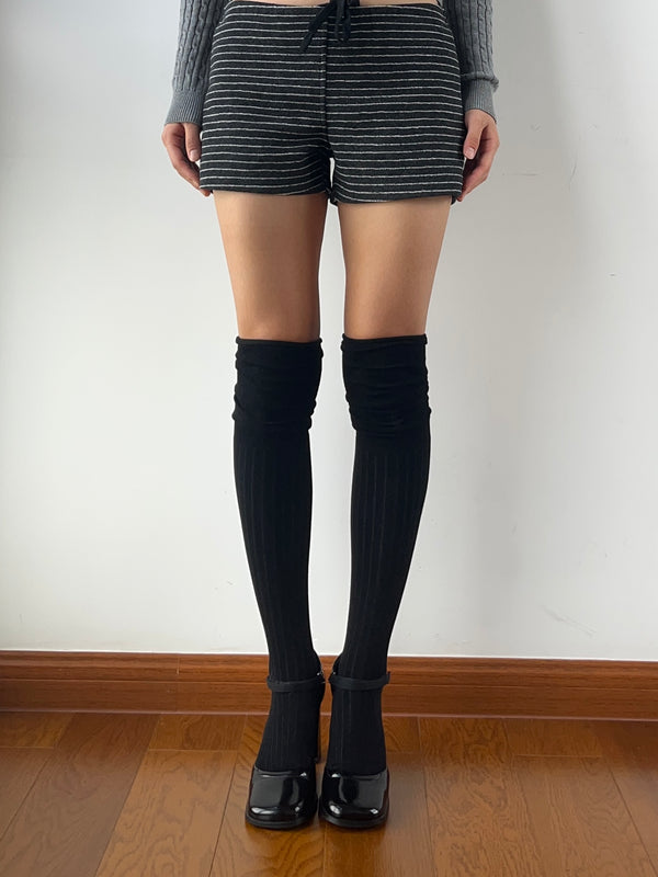 Upgraded Black Cotton Over the Knee Socks
