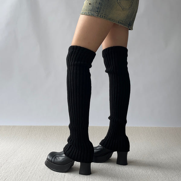 Black Knitted Leg Warmers