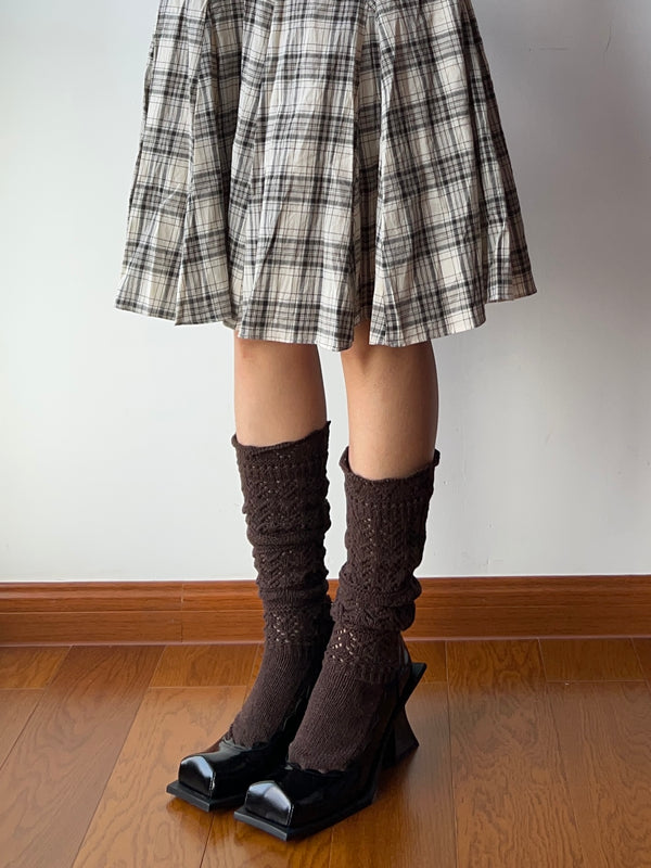 Coffee Wool Blend Knee High Socks