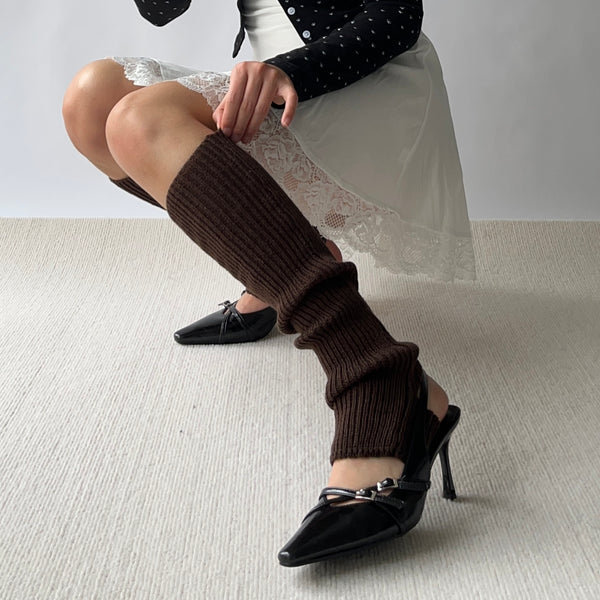 Brown Knitted Leg Warmers