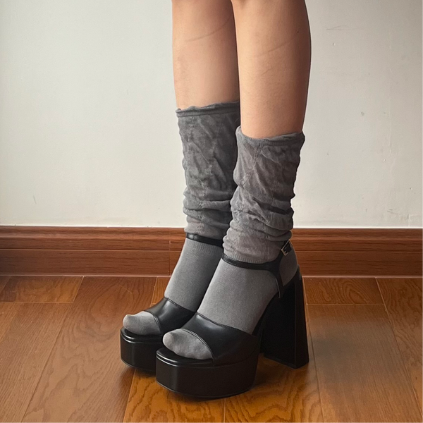 Grey Slouch Crew Socks