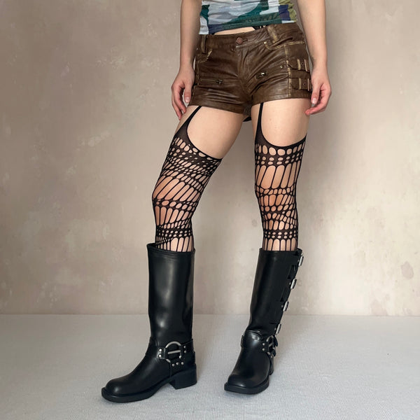 Black Fishnet Stockings with Suspenders