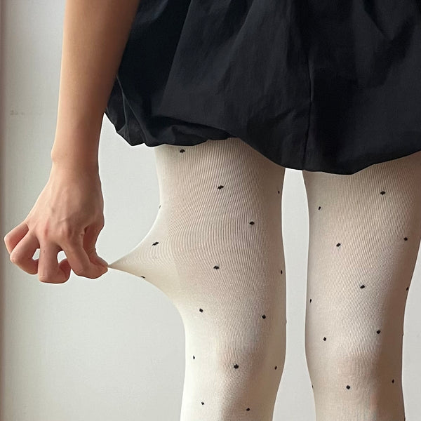 White Polka Dots Cotton Tights