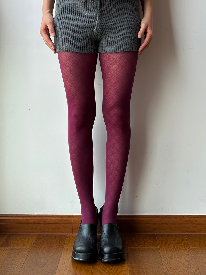 Amaranth Check Pattern Sheer Tights – Moody MuMu