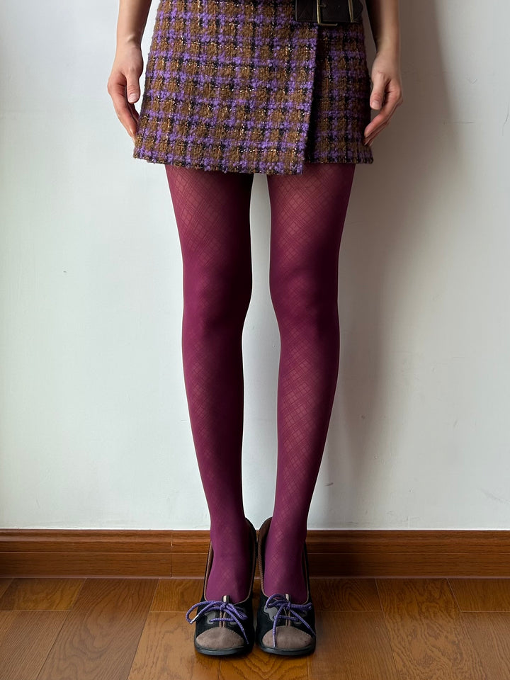 Amaranth Check Pattern Sheer Tights – Moody MuMu