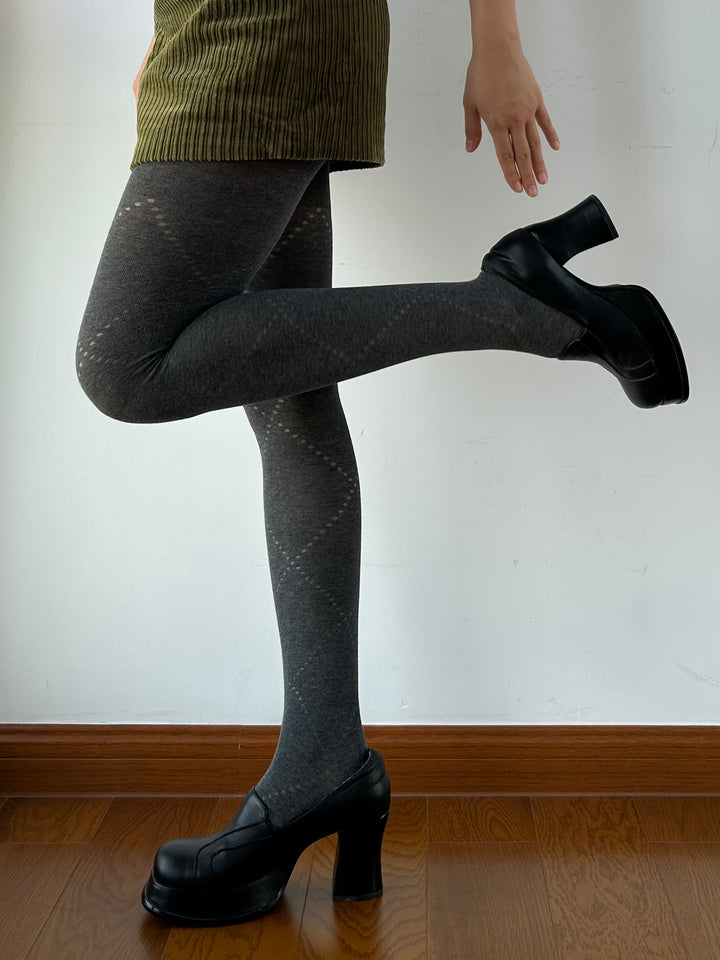 Smokey Grey Check Pattern cotton Tights – Moody MuMu