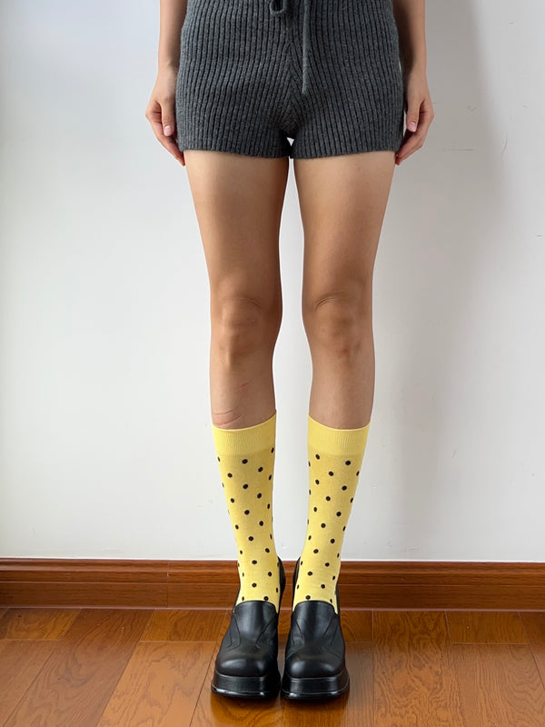 Yellow Polka Dots Mid-calf Socks