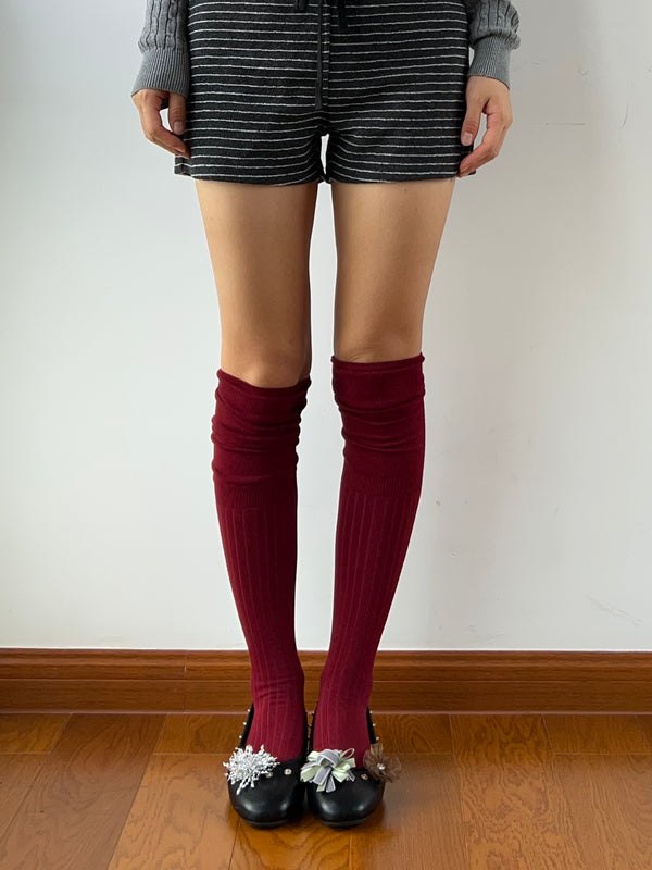 Red Cotton Over the Knee Socks
