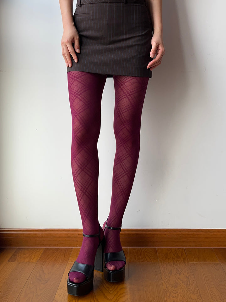 Amaranth Cross Check Pattern Sheer Tights – Moody MuMu